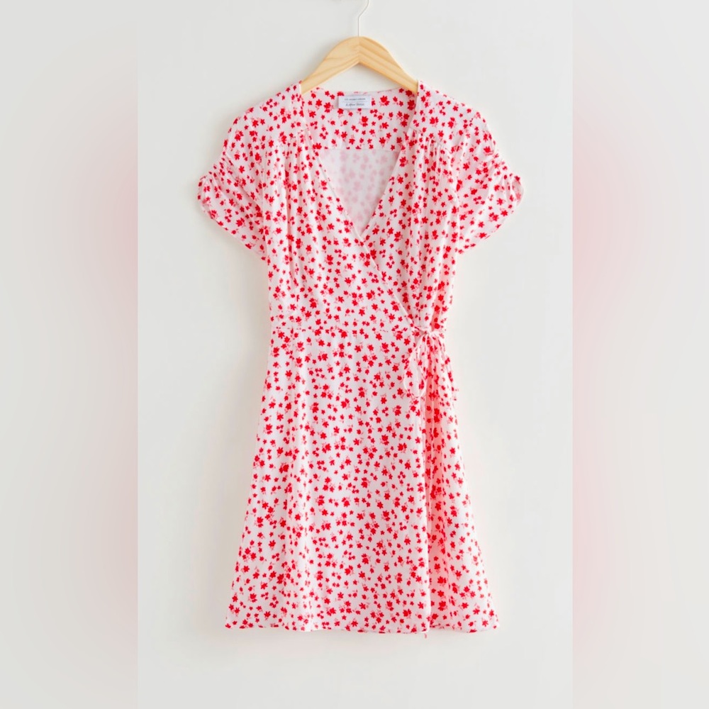 & Other Stories Short Sleeve Mini Wrap Dress Size 8